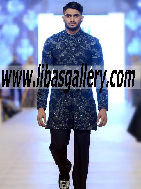 beautiful moon light blue hsy designer sherwani suit hand embellished silver material for groom barat nikah uk usa canada beautiful moon light blue hsy designer sherwani suit hand embellished silver material for groom barat nikah uk usa canada